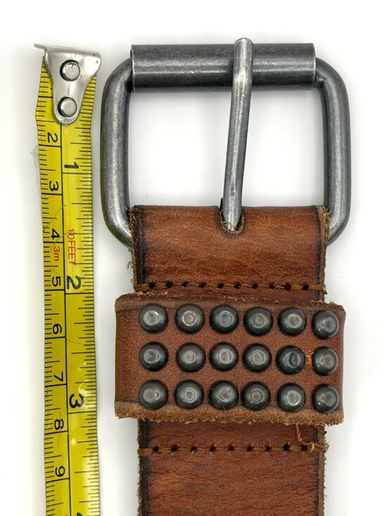 Amsterdam Cowboys Studded Leather Belt Caramel Wide Full Grain Size 85 (S/M) main image 13